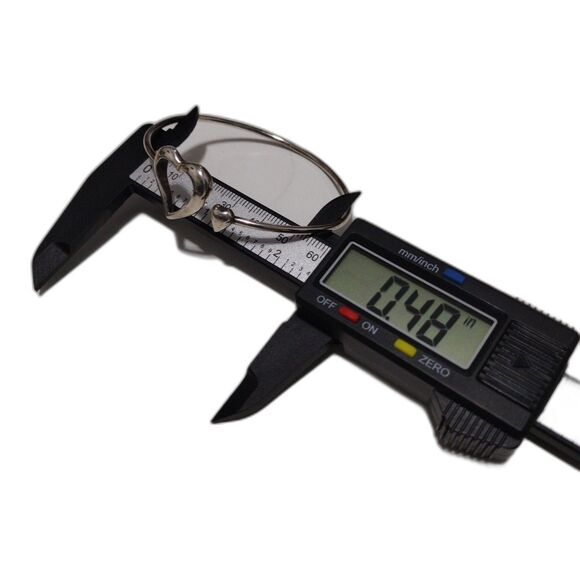 Double-Heart Bangle Sterling Silver 925 Bracelet No Clasp Wearable 10 Grams - Picture 10 of 13